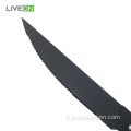 Coltello da bistecca manico in legno nero Set 4 pezzi